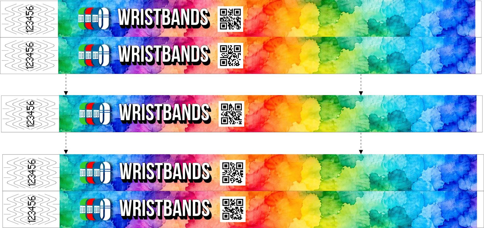Opaski na rękę, każda z innym kodem QR